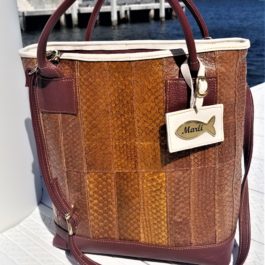 Large, Brown Leather Bag with Top Handles