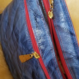 Crossbody Navy-Blue, Red Leather Bag