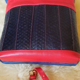 Crossbody Navy-Blue, Red Leather Bag